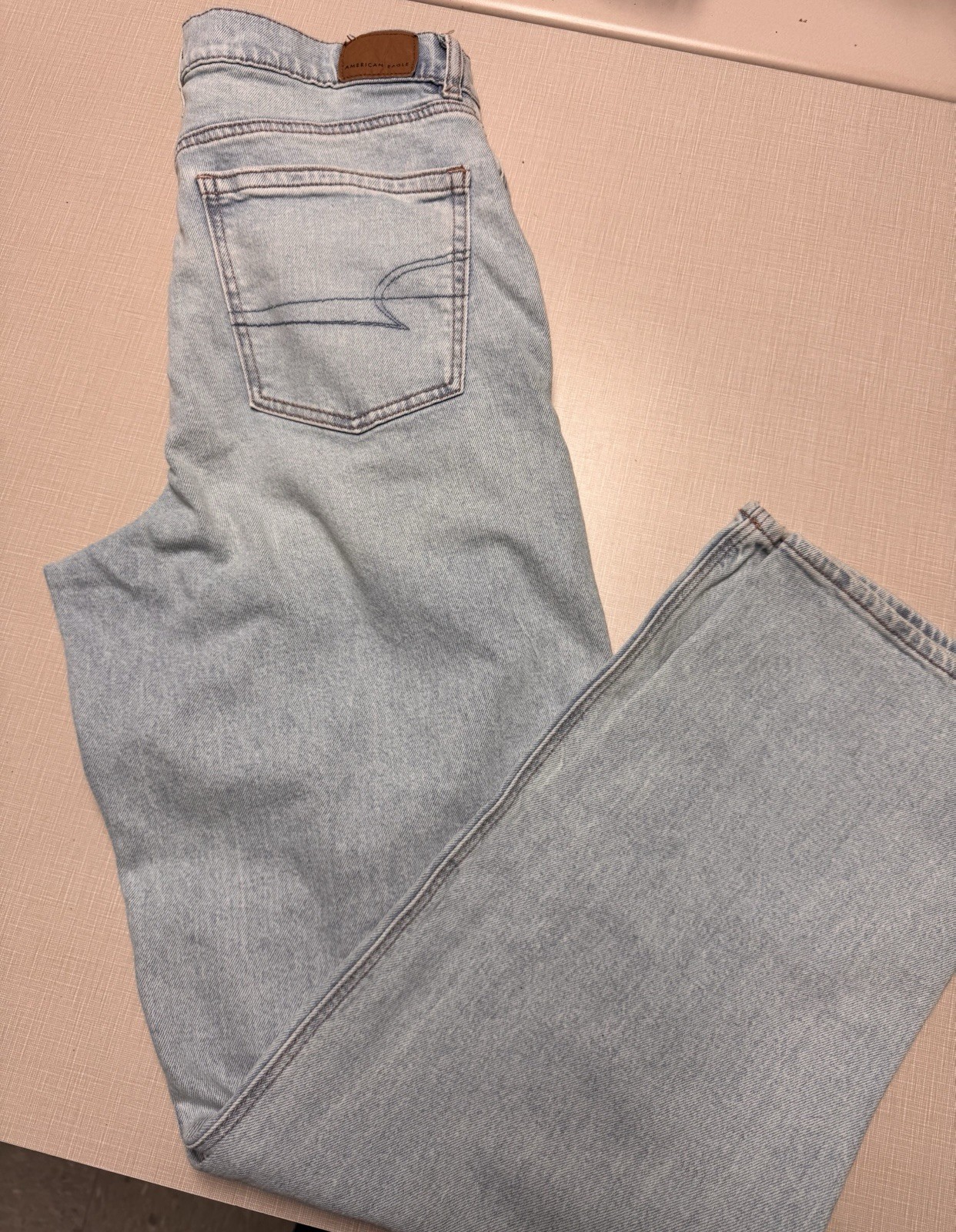 American Eagle Strigid Jeans Blue Indigo Water Highest Rise Baggy Straight 12L