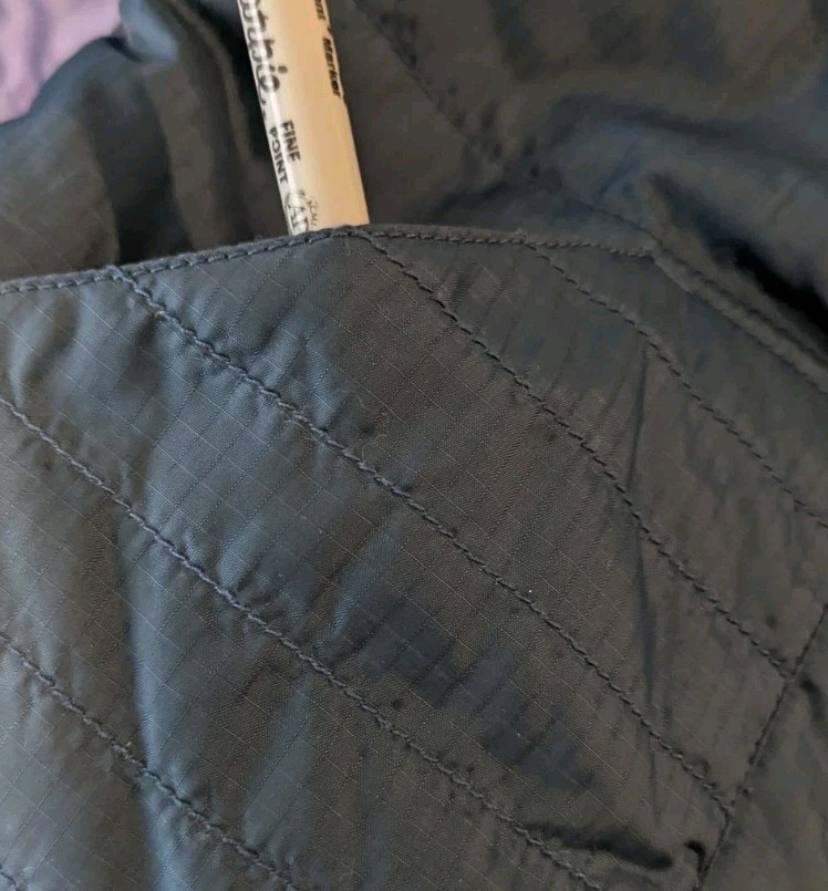 Free People Puffer Vest Dark Teal Blue Green Sherpa Size XS Quilted Ruffle Flaw