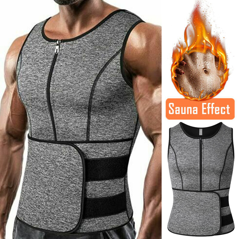 Men Neoprene Sauna Sweat Vest Body Shaper GYM Waist Trainer Fat Burner Shapewear
