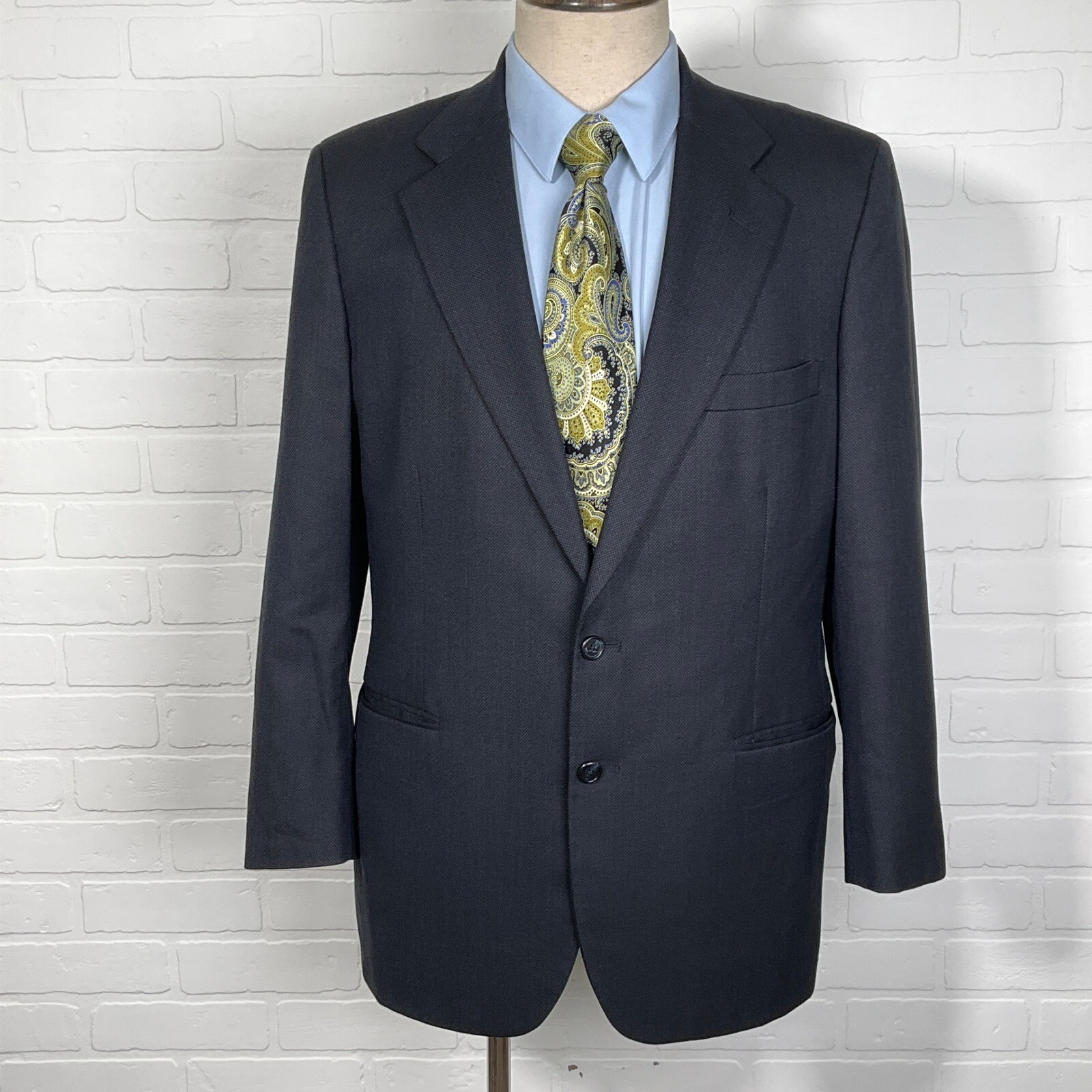 Tom James Corporate Image Blazer Men 42 Blue Black Birdseye Two Button Jacket