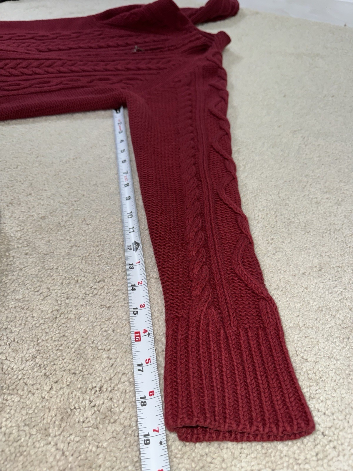 Vintage Eddie Bauer Red Chunky Cable Knit Zip Sweater Women’s Medium Classic
