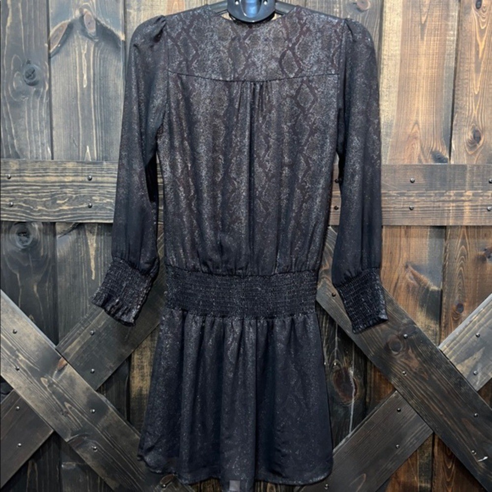 Veronica M Drop Waist Shimmer Dress XS Black Snake Fairy Grunge Whimsigoth Boho