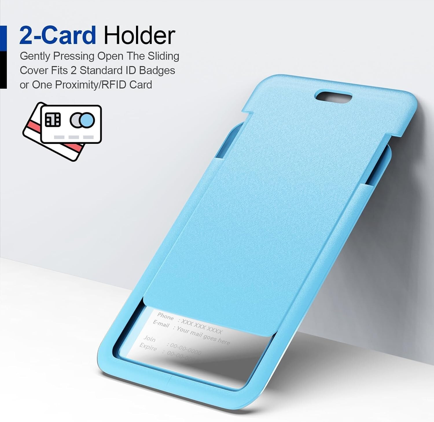 2pcs ID Badge Holder Vertical Card Holder Heavy Duty for Work Key Card Men Women
