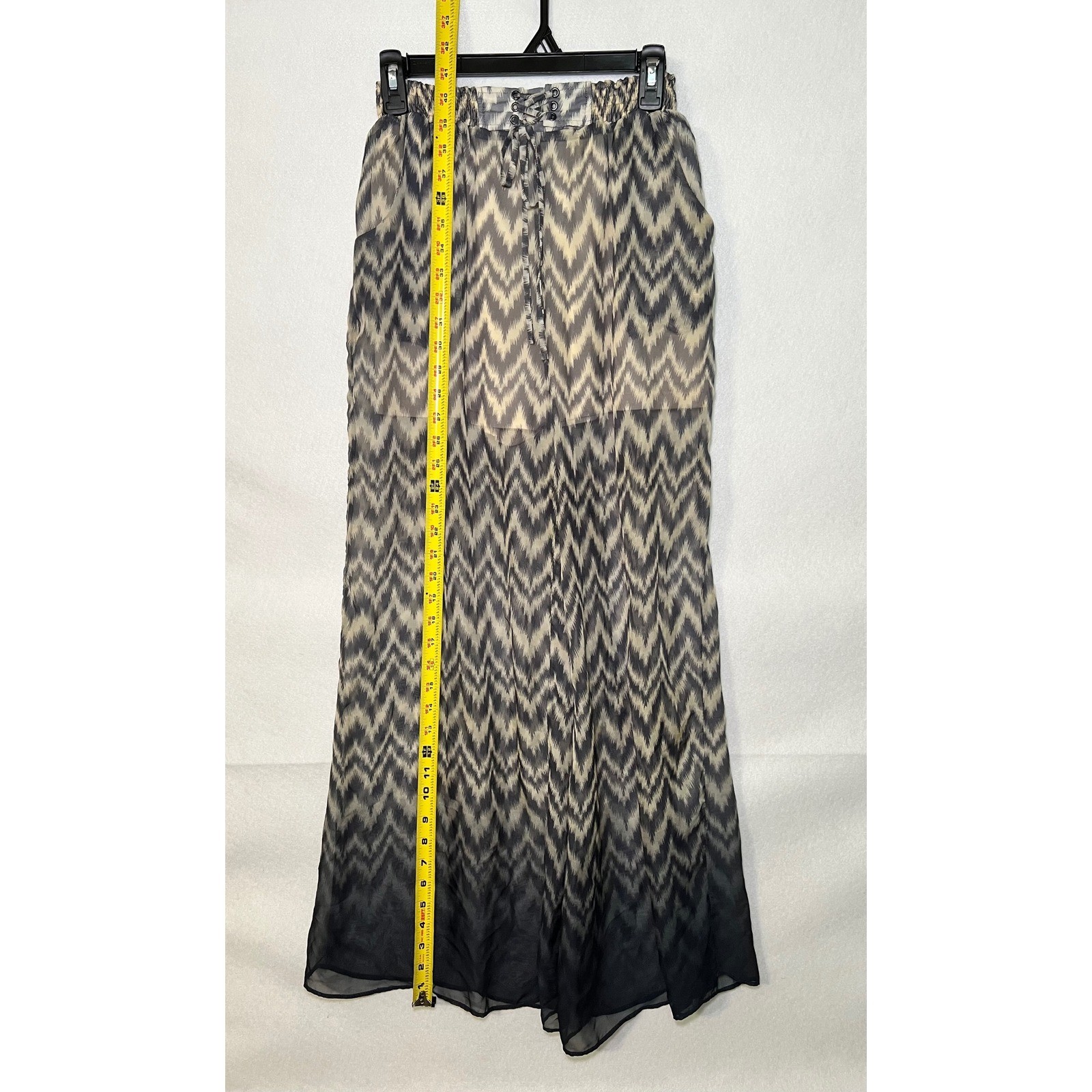 Double Zero Chevron Zig Zag Ombre Boho Chic Wide Leg Pants Smocked Waist L