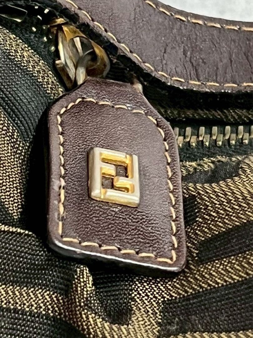 Fendi Zucca pattern FF hardware Leather Cylindrical shape Accessosry Pouch