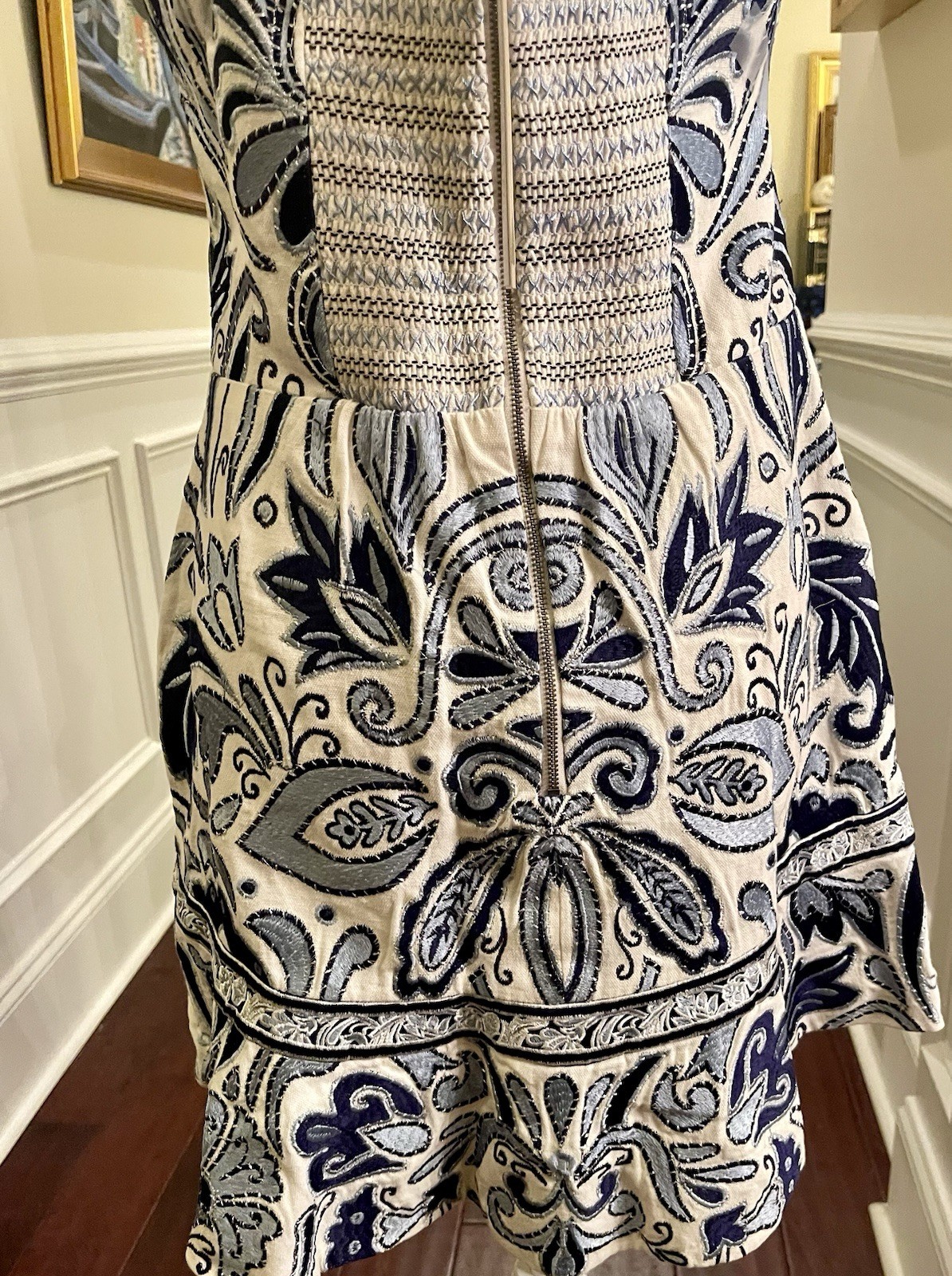Alice + Olivia Kaiser Embroidered Canvas Mini Dress NWT $695.00 Sz 14