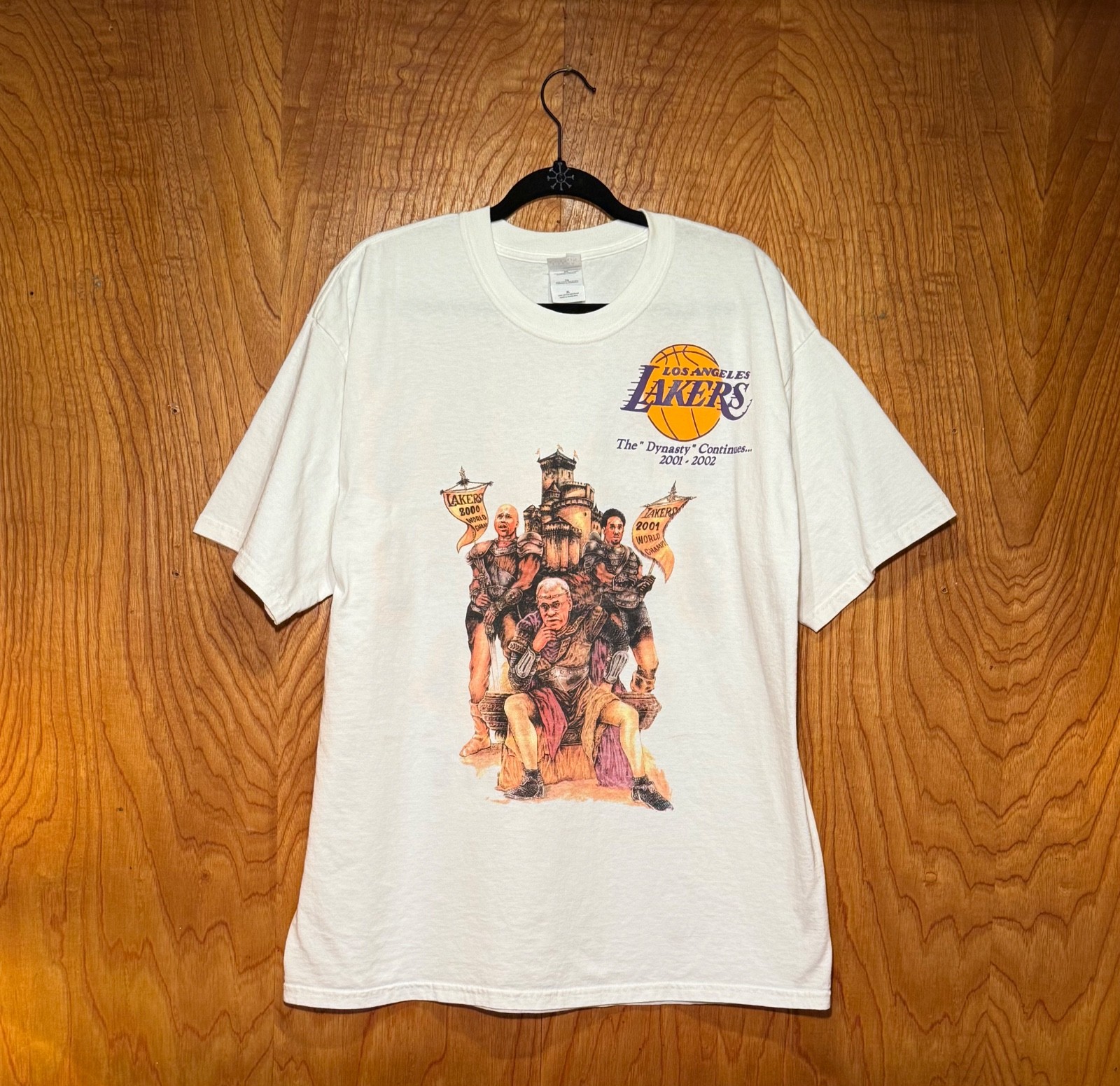 Vintage 2003 Peat LA Lakers NBA Thunderdome Dynasty Continues Kobe Shaq Shirt XL