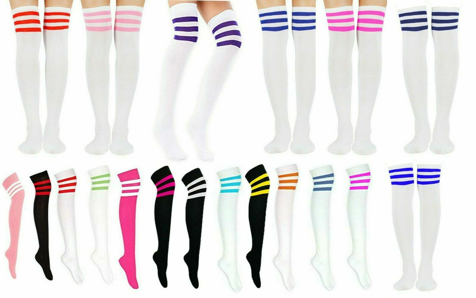 Ladies And Mens Over The Knee Thigh High 118 – 118 Referee Sox Socks Fancy Dress