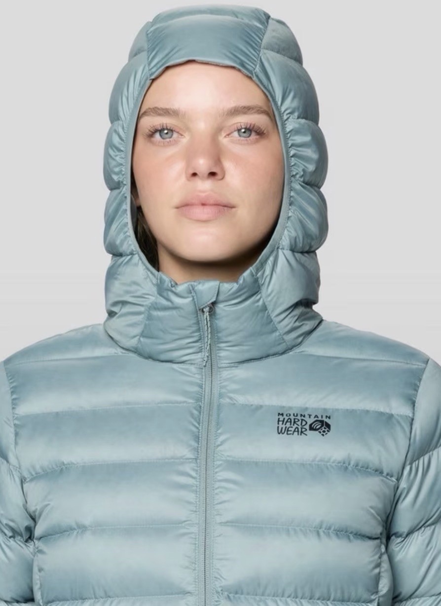 NEW; MOUNTAIN HARDWARE Women’s Tiberondack Down Hoody Jacket: LARGE; Sage Blue
