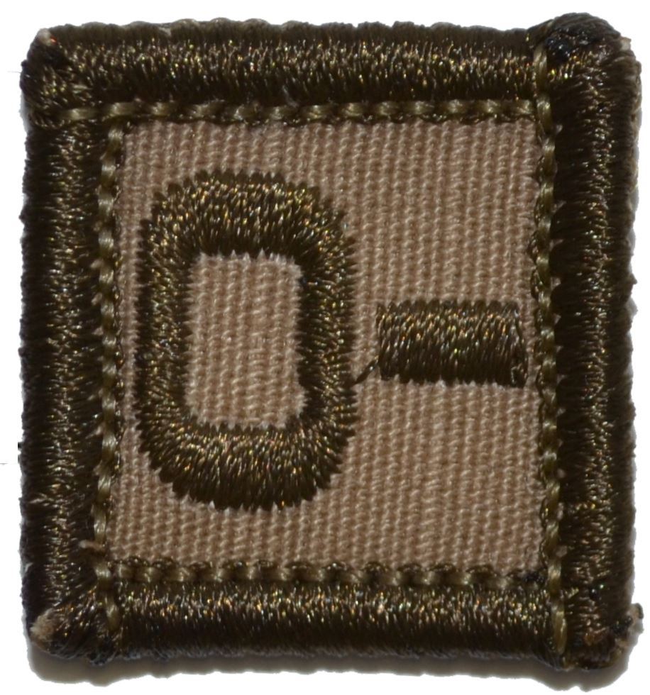 Blood Type – 1×1 Military/ Patch Hook Backing (All Blood Types) Army