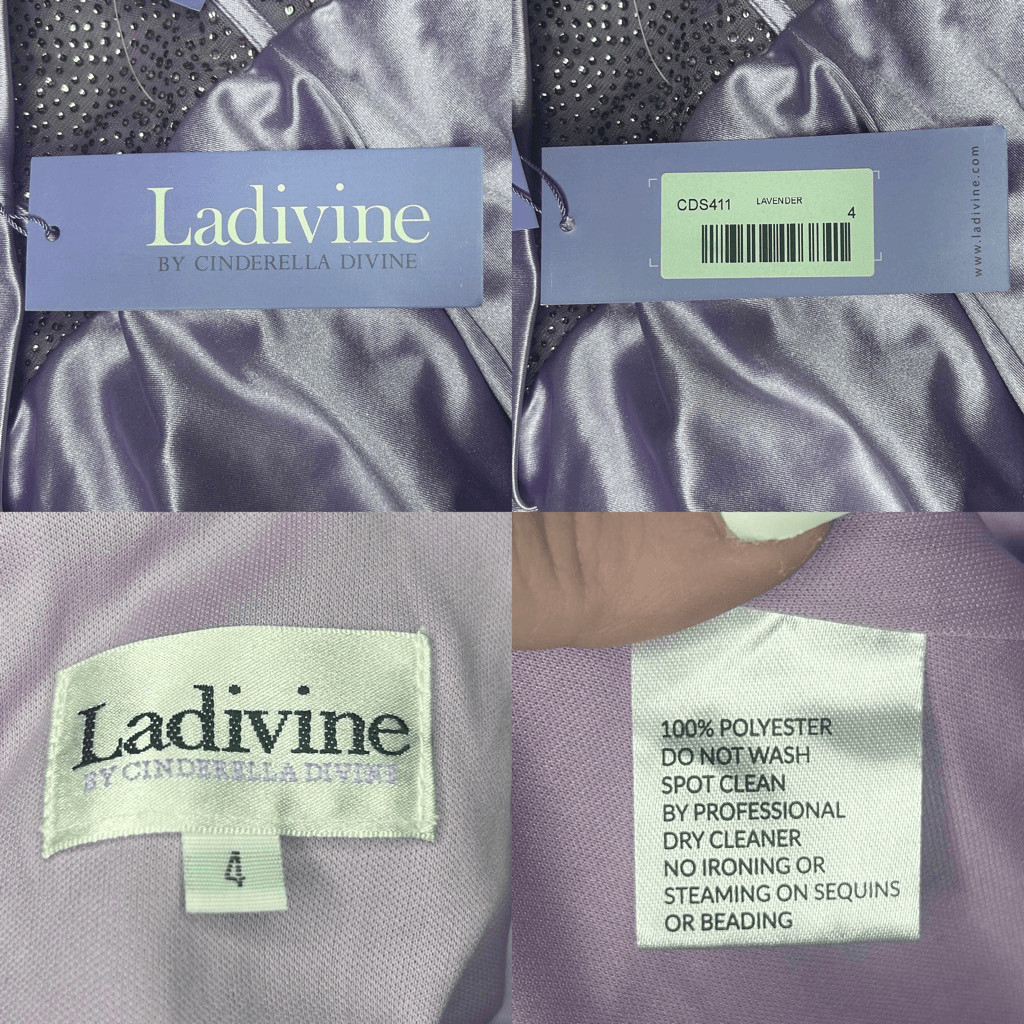 NWT Ladivine By Cinderella Divine Lavender Prom Long Gown Size 4 Satin Beaded