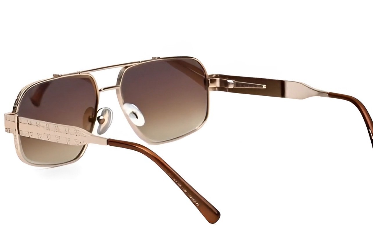 Men Sunglasses Classic Black Lens Square Fashion Design Gold Metal Frame Shades