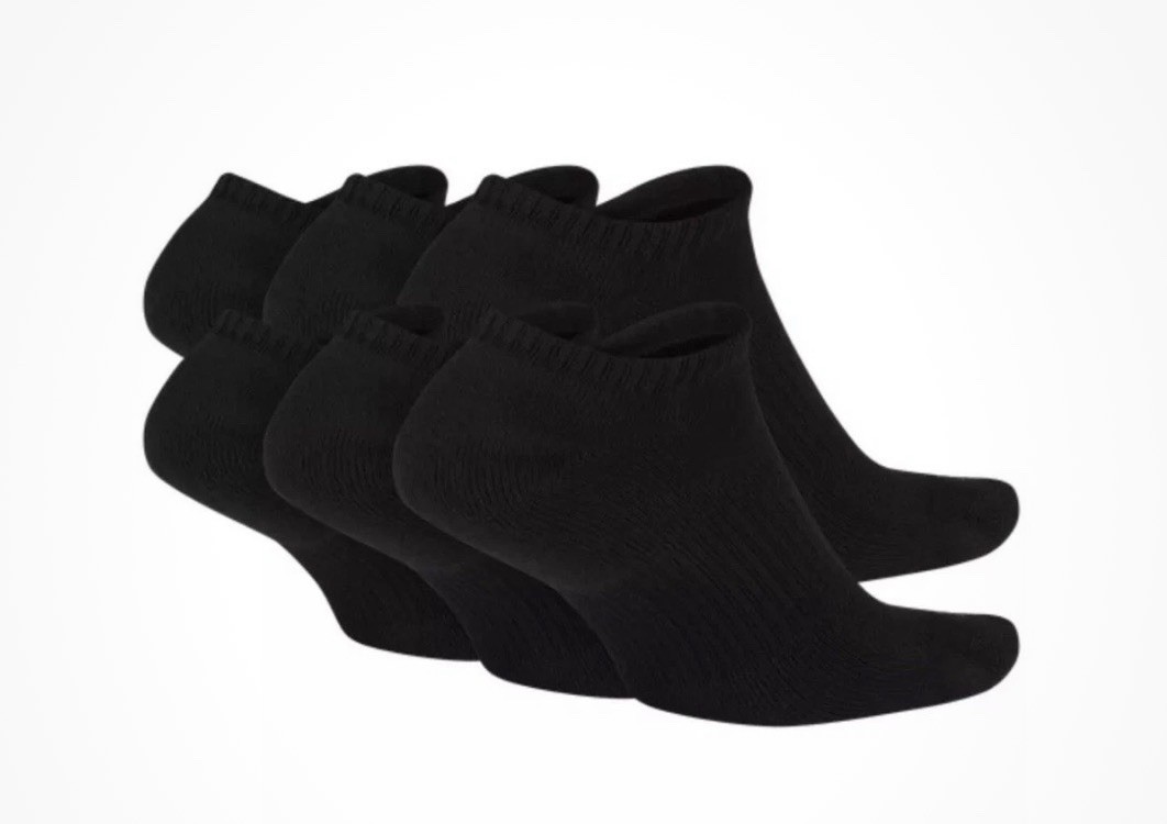 Nike NO SHOW Everyday Plus Cushion Unisex Drifit Socks – LARGE – BLACK – 6 Pair