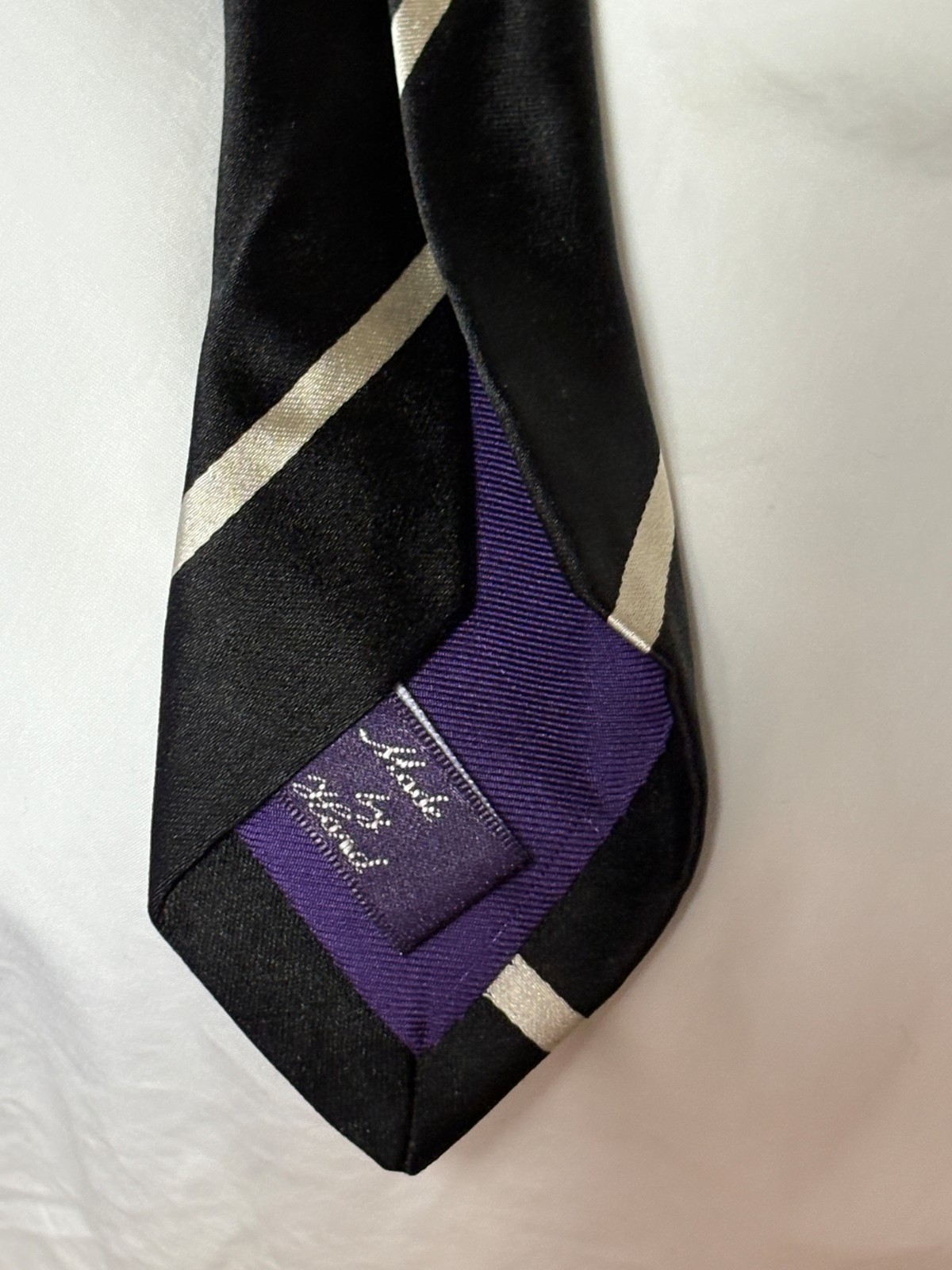Ralph Lauren Purple Label Black & White Striped Woven Silk Tie – Italy – $235.00