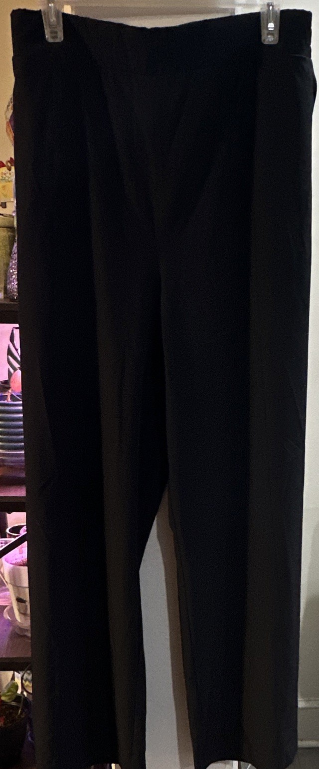 Women’s Black Plus Size 3X Solid Pull-On Pants Elastic Waist Pockets FB6059