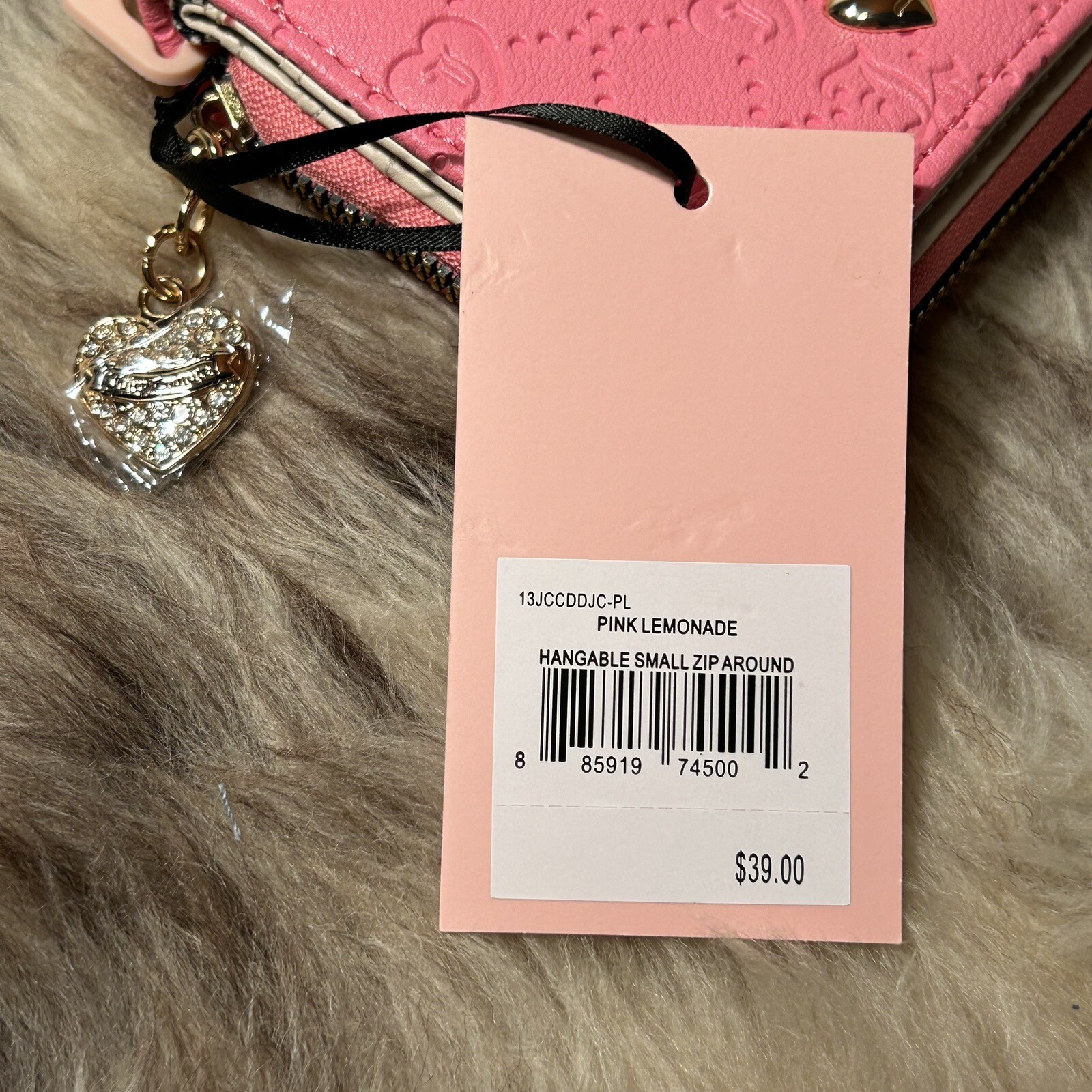NWT Juicy Couture Hangable Small Zip Around Wallet – Pink Lemonade