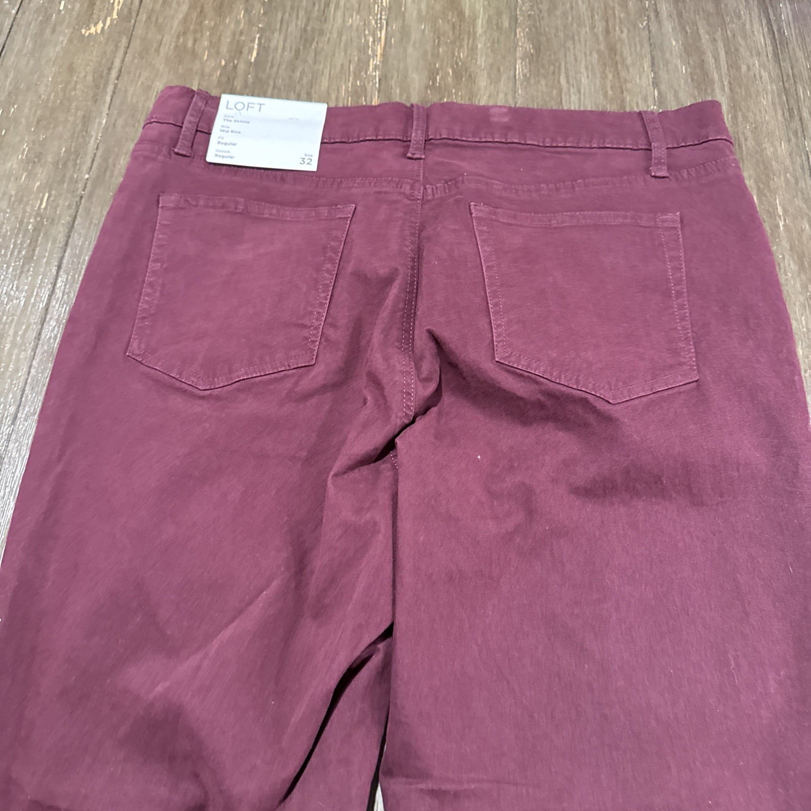 Loft Brand Regular Skinny Jeans Size 32/14 Burgundy Wine Mid Rise