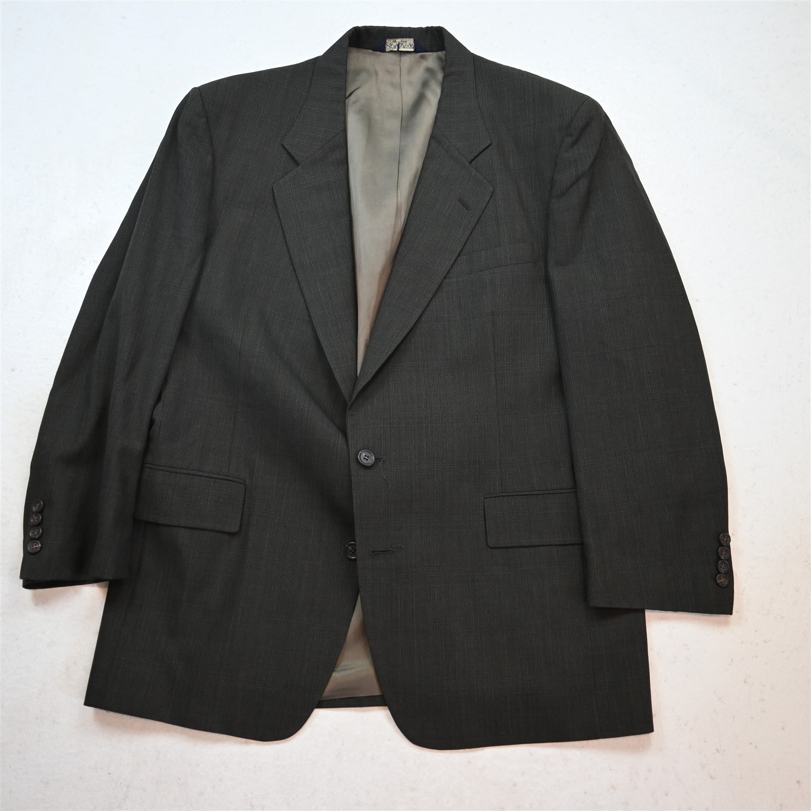 Vtg USA Made 43R Brown Glenn Check 100% Wool Mens Blazer Suit Jacket Sport Coat