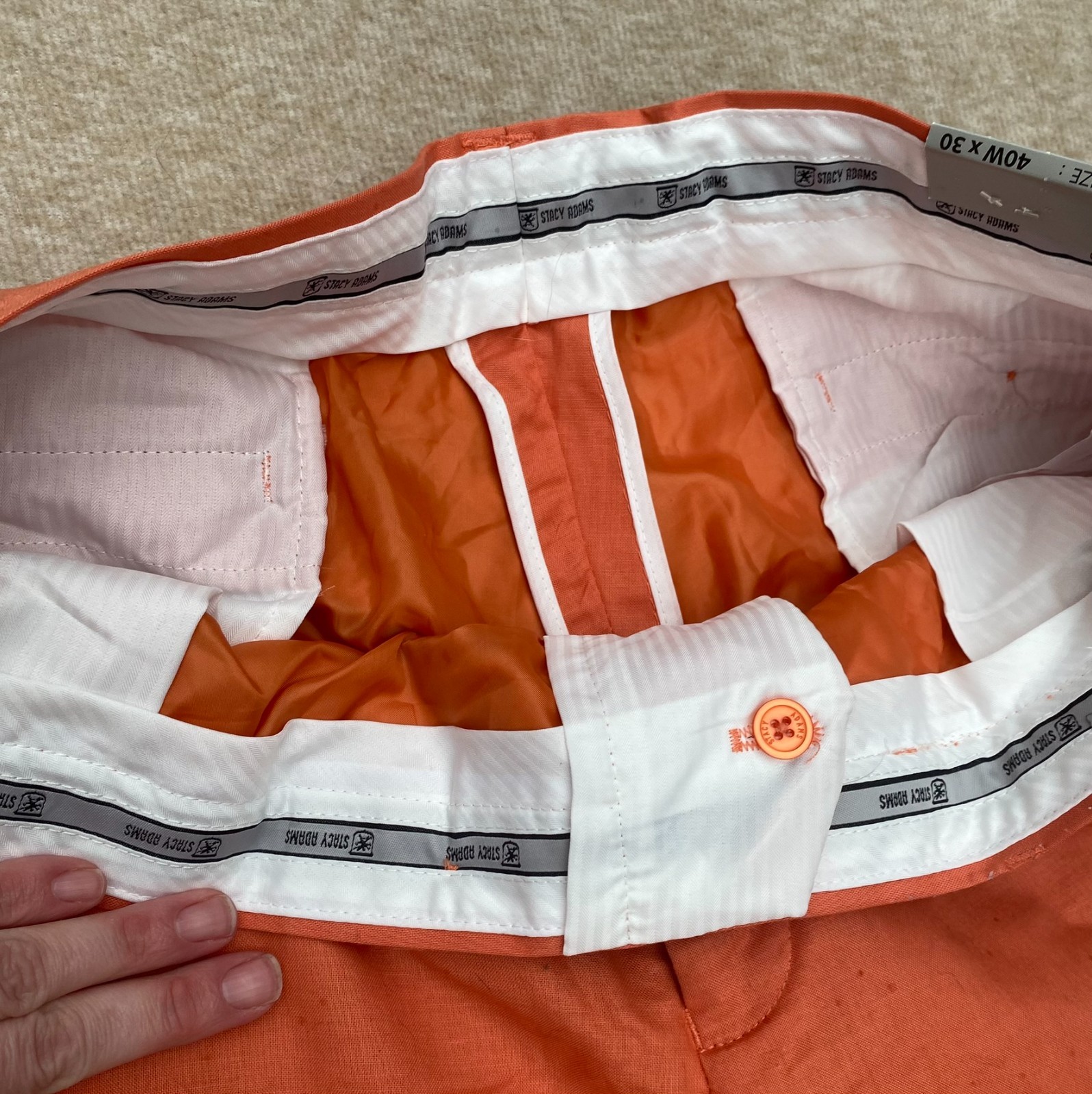 Mens Linen Blend Pants Orange Coral 40×30 Summer Preppy Resortwear New