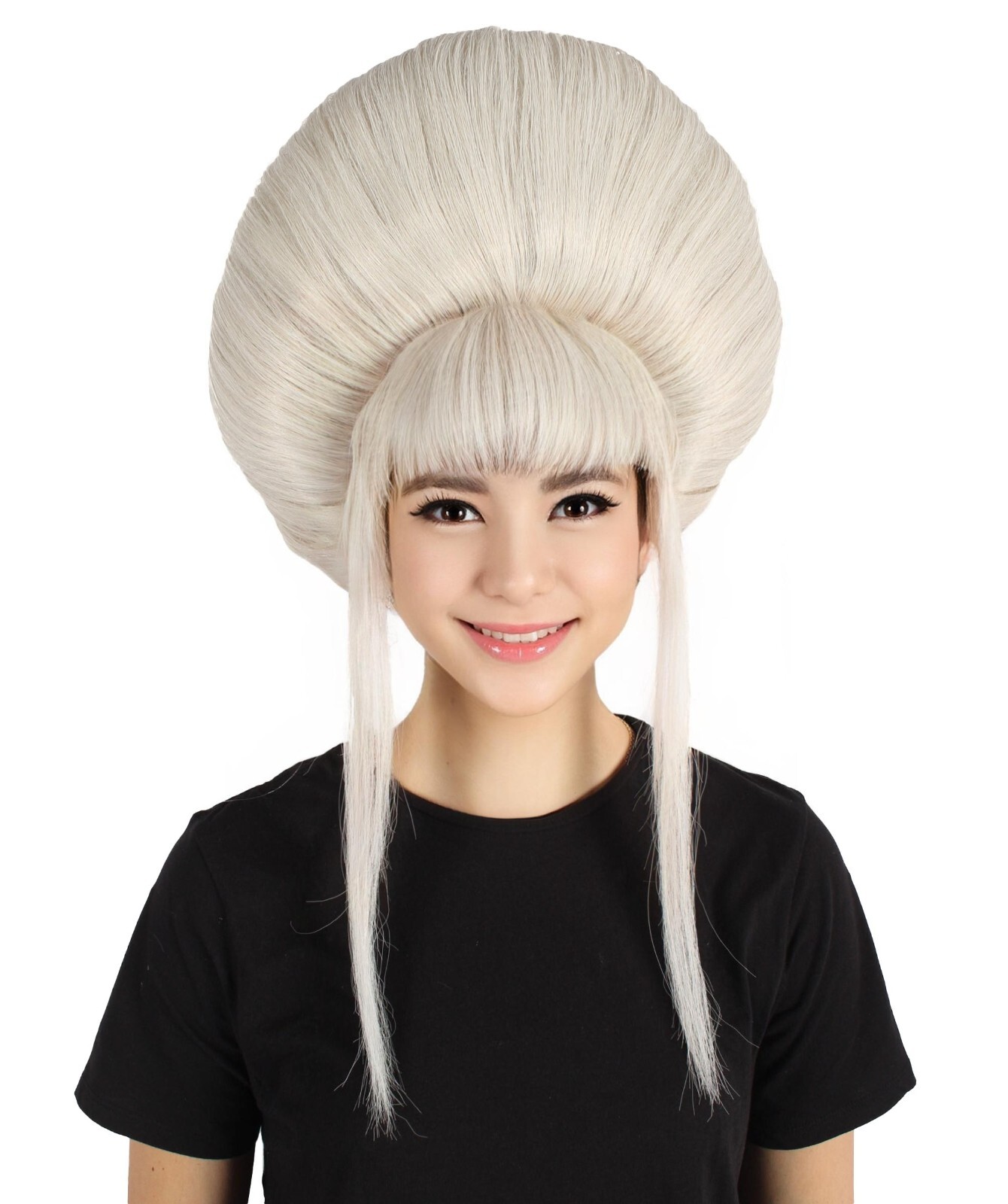 HPO Women Big Size Updo Style Wig with Bangs, Flame-retardant Synthetic Fiber
