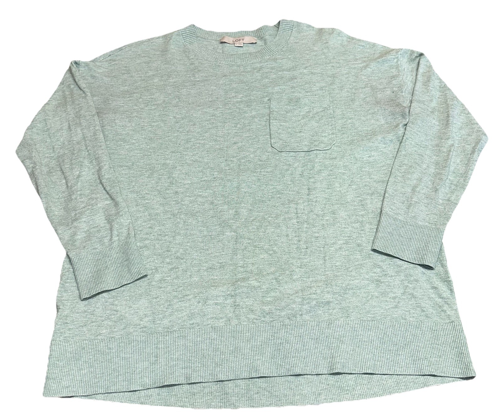 Loft Crewneck Light Green Lightweight Knit Pullover Sweater Stretch Women’s M