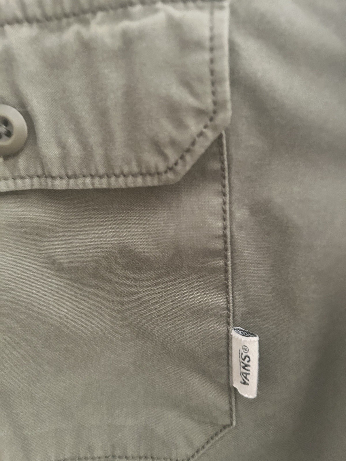 Vans Classic Fit Utility Button Up Shirt Mens XL Olive Green Cotton Workwear Hea
