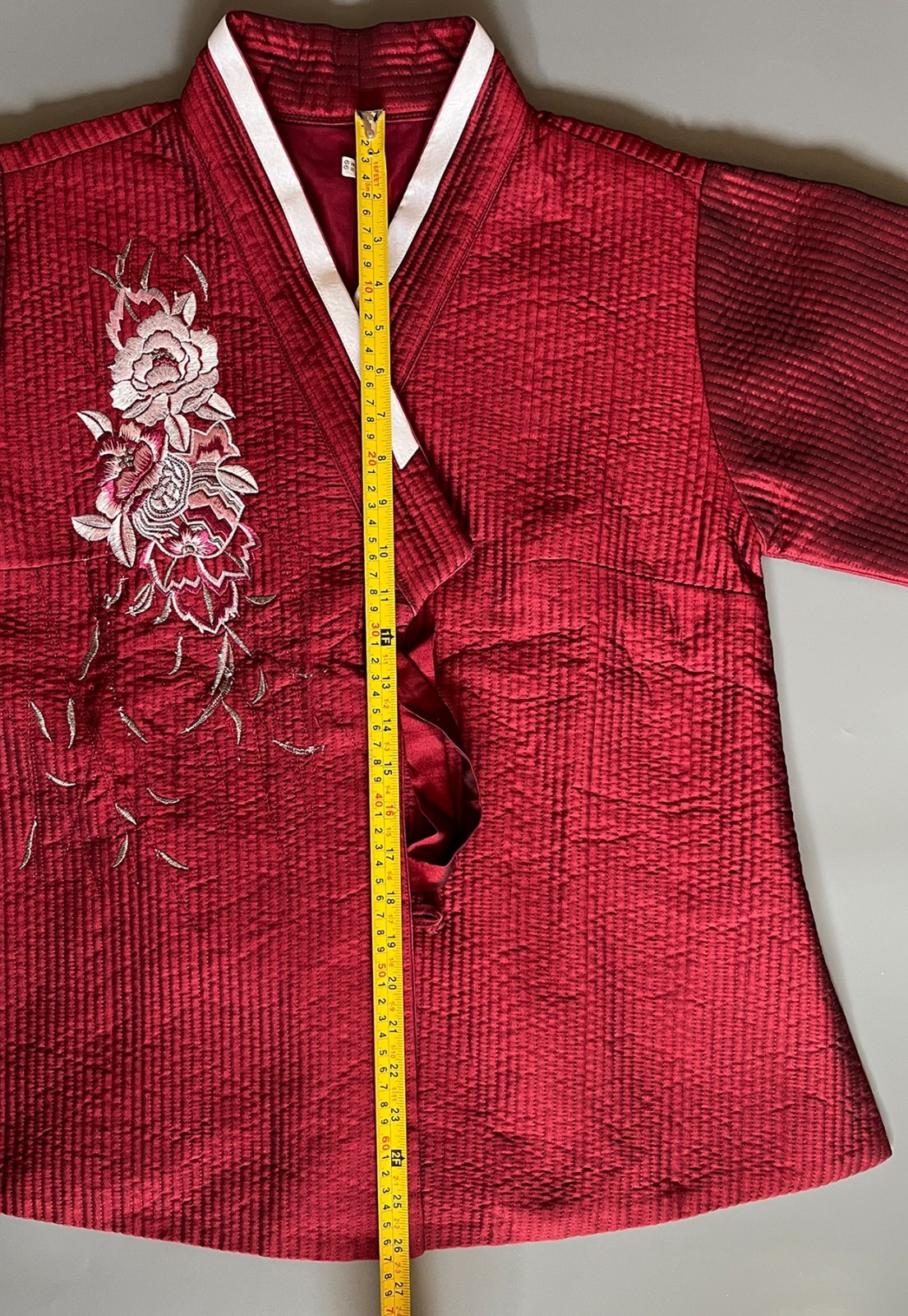 S-M Traditional Korean Modern Hanbok Set-Quilted Nubi Burgundy Top/ Pants /Scarf