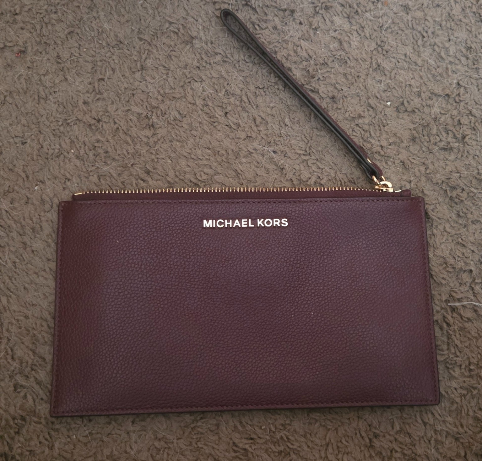 Michael Kors Burgundy Large Leather Wristlet/Clutch