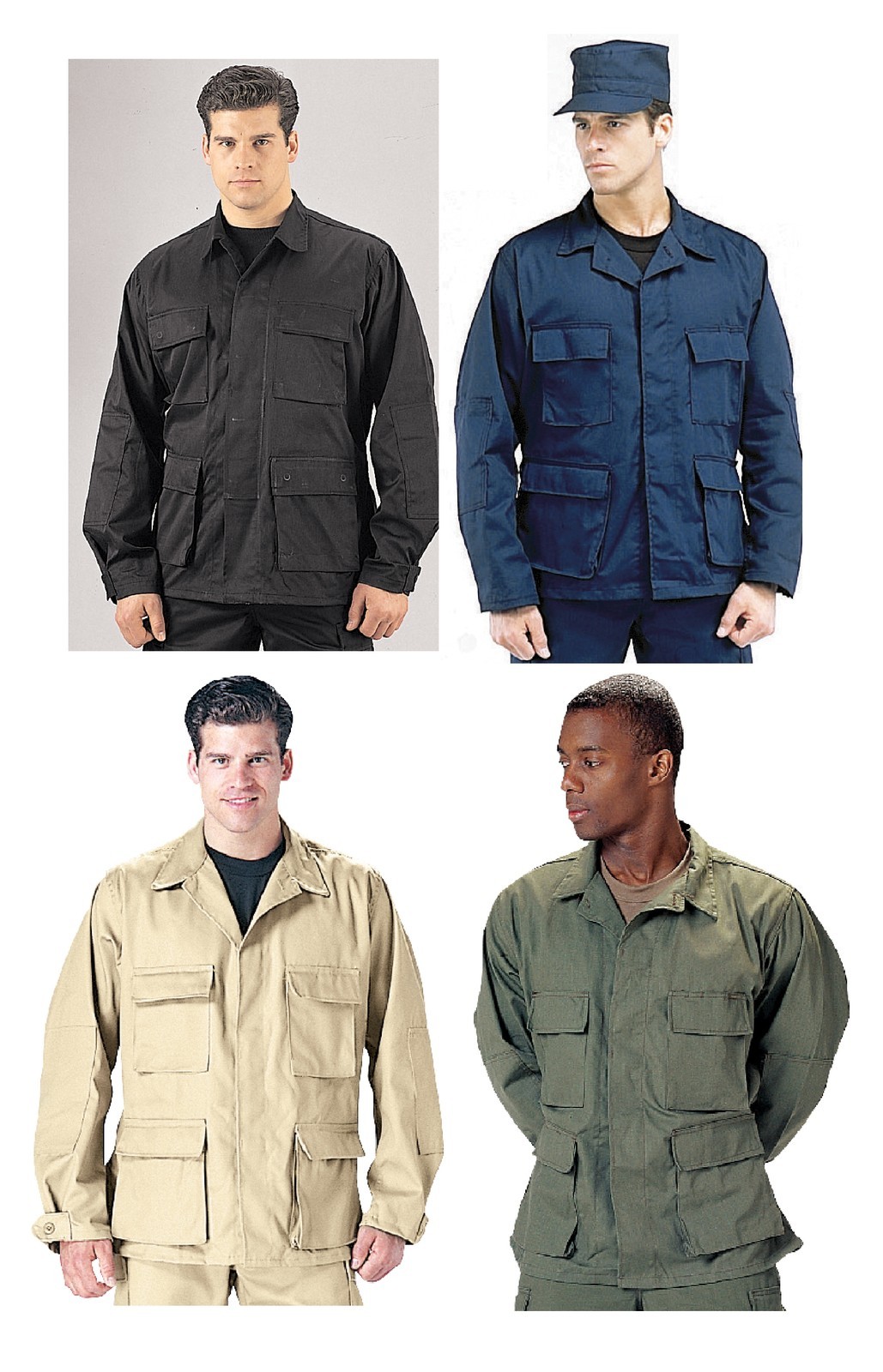 Military BDU Shirts – Black, Navy Blue, Khaki, OD B.D.U. Shirts Tops – All Sizes