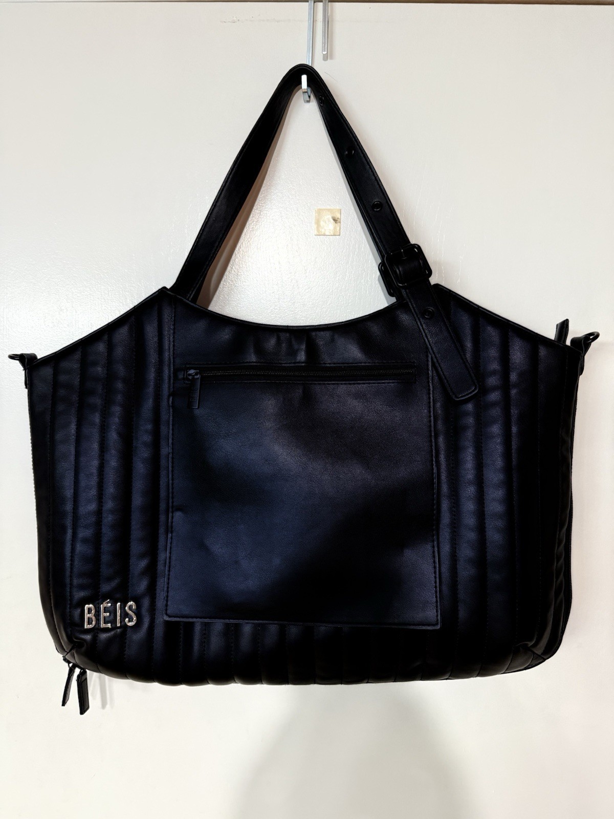 Beis Black Expandable Overnighter Tote Bag