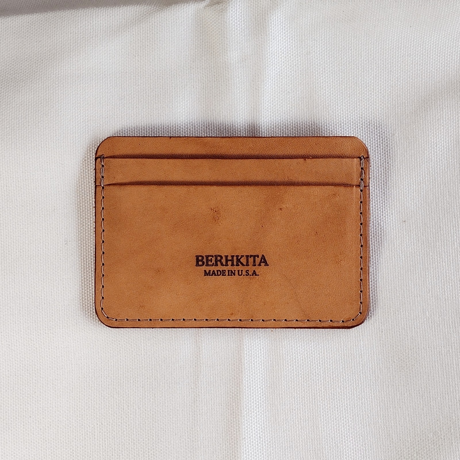 handmade 100% real leather card holder aged natural veg tan