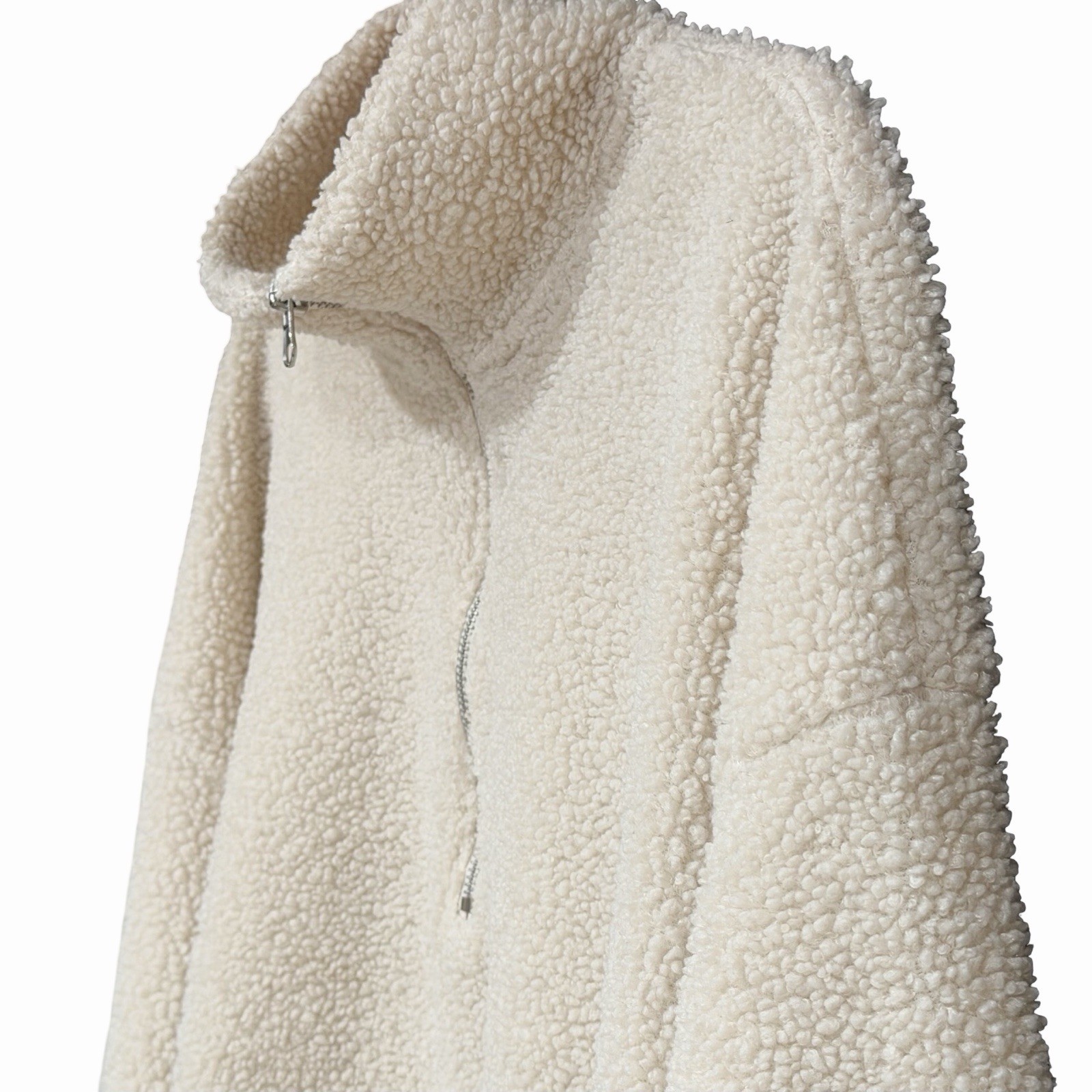 H&M Divided Teddy Fleece Quarter Zip Pullover Gorpcore Neutral Size XL Borg