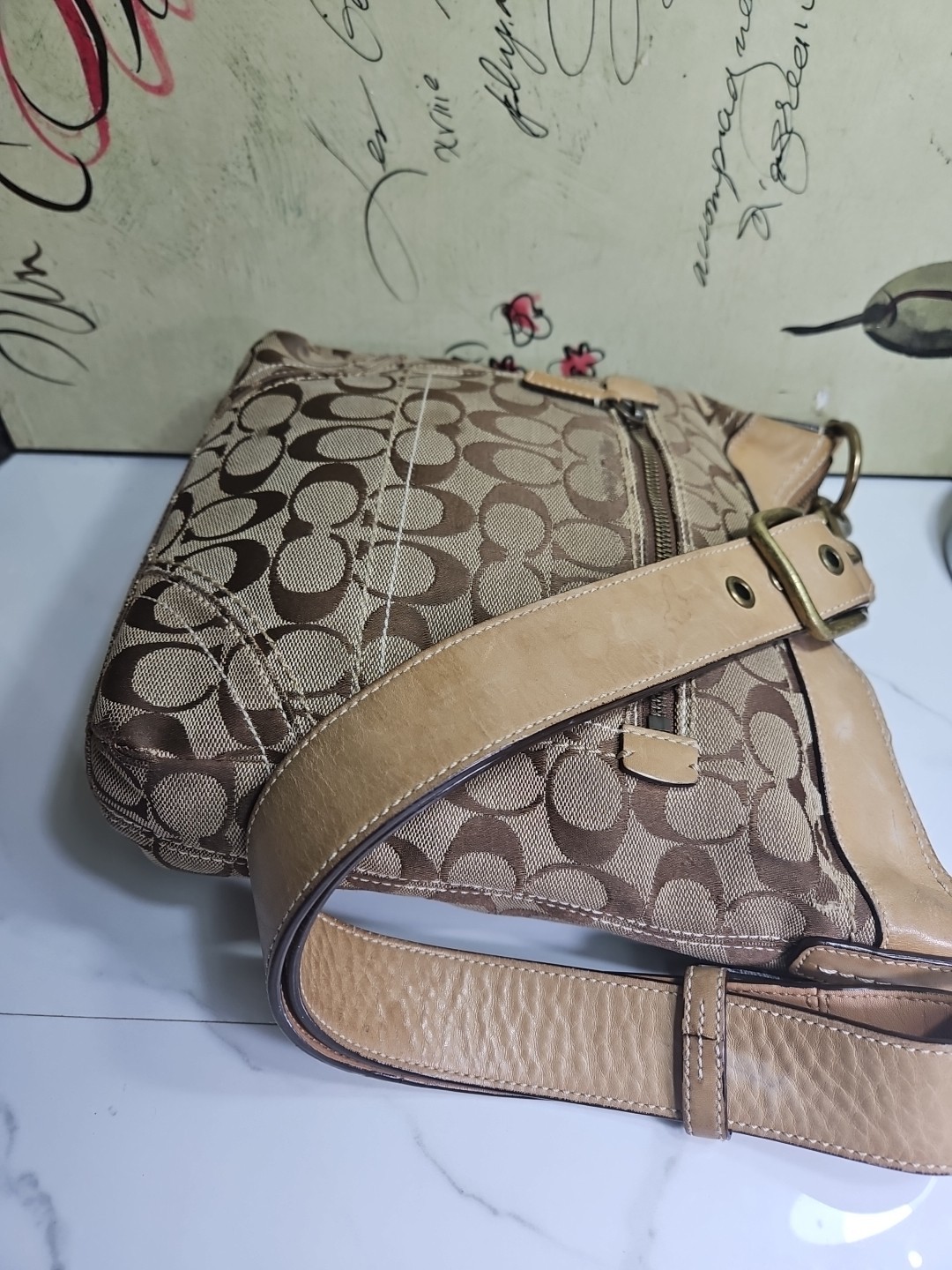 Coach #10403 Signature Canvas CC Monogram Hobo Shoulderbag 10.5x10x2