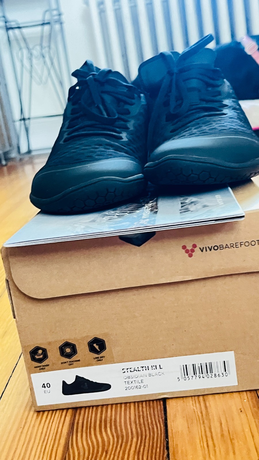 Vivobarefoot Stealth 3 L Obsidian Black Textile Unisex EU 40
