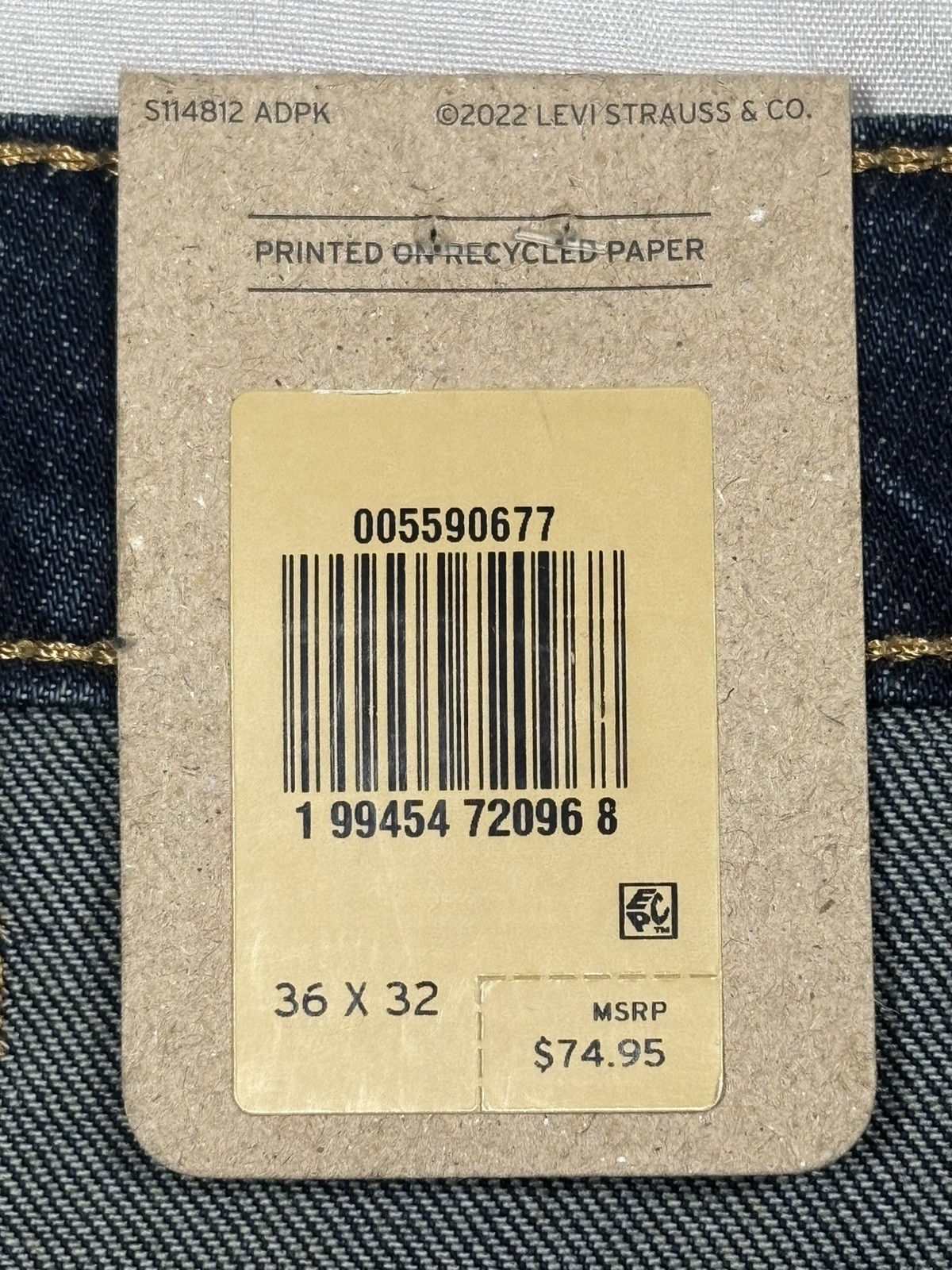 NWT Levi’s 559 Relaxed Straight Fit Stretch Rugged Blue Denim Jeans Mens 36×32