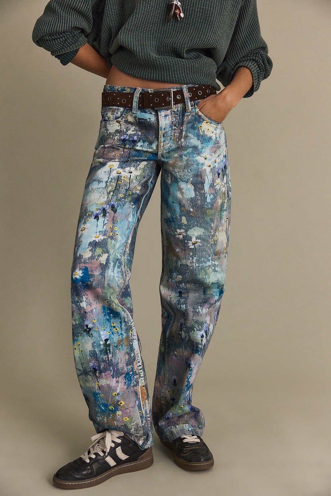 We The Free Tennessee Low-Rise Illusions Jeans Floral Canvas NWT 24 MSRP $198