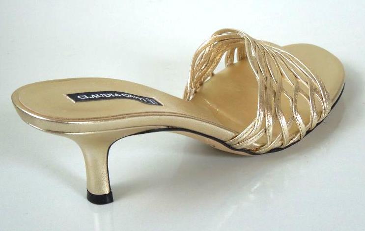 new CLAUDIA CIUTI ‘Giusy’ gold strappy mules heels shoes Italy