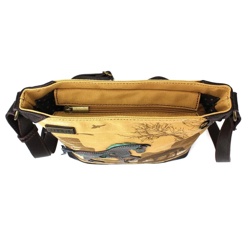 Chala Canvas Crossbody Shoulder Purse with Adjustable Strap – Horses, Brown NWT