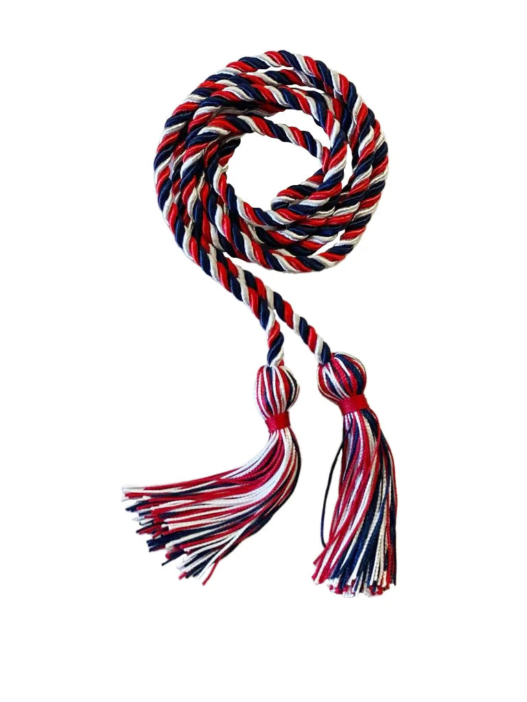 Red, Navy, and White Intertwined Honor Cord Graduation Honor Cord – College