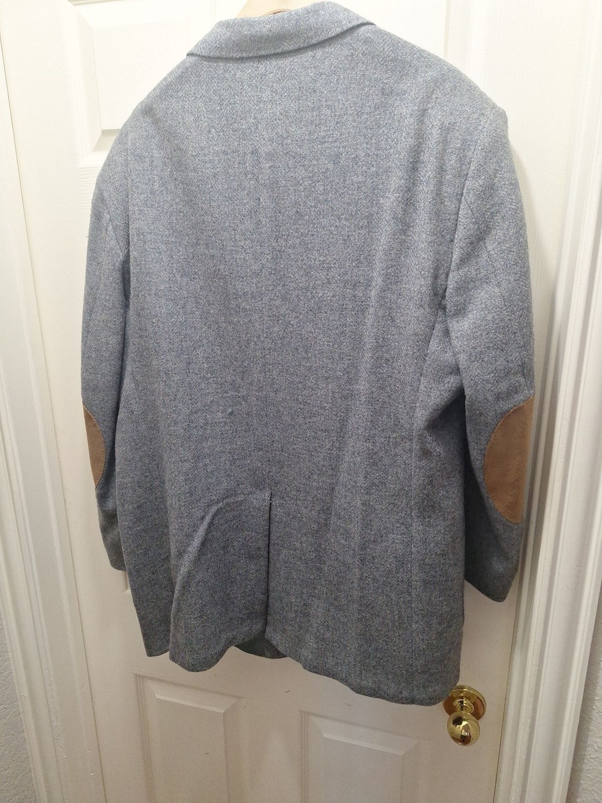 Vintage Blue Tweed Wool Blazer with Elbow Patches