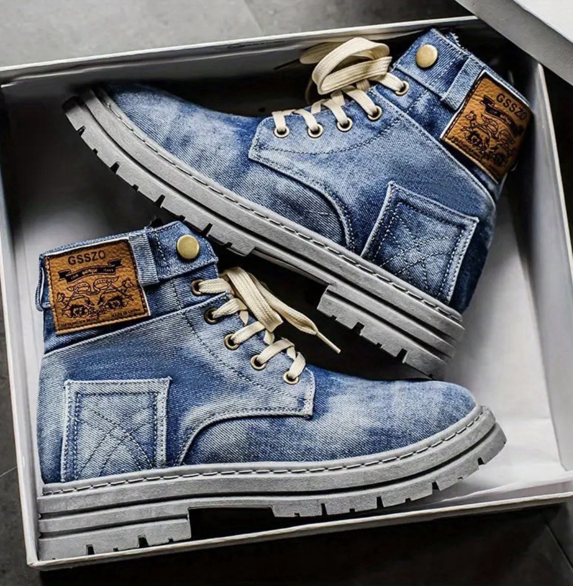 Men’s Canvas High Top Boots Denim Ankle Everyday & Formal Size 8