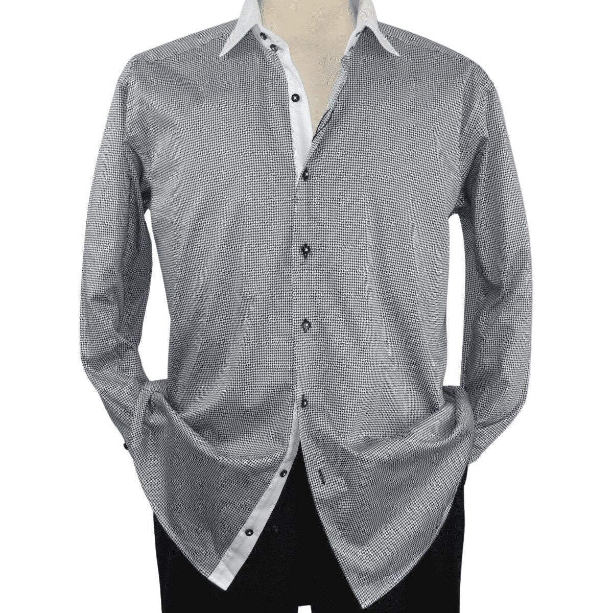 Men Shirt J.Valintin Turkey-Usa 100% Egyption Cotton High Neck 1R57-01 black