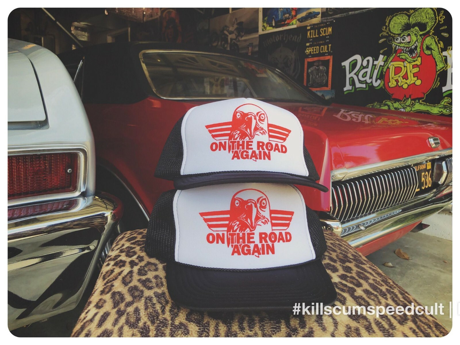 ON THE ROAD AGAIN vintage style trucker hat 70’s harley easyrider biker shirt hd