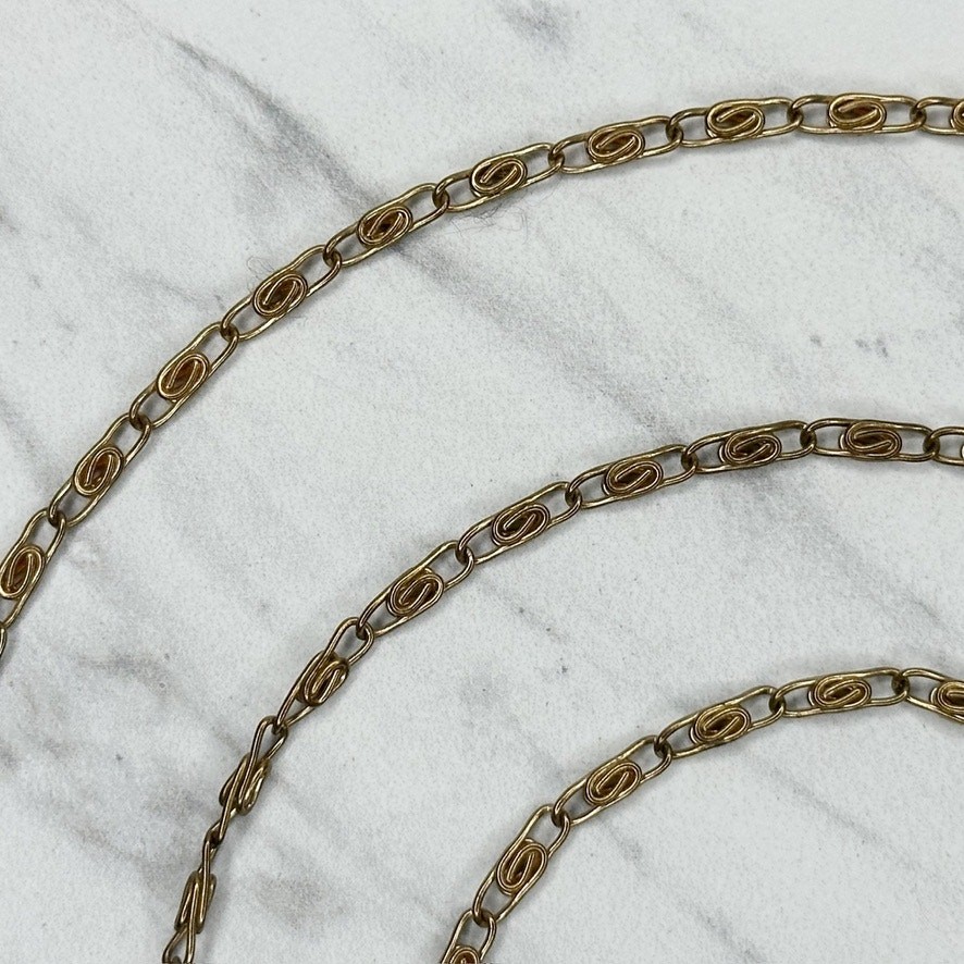 Skinny Gold Tone Swirl Chain Link Purse Handbag Replacement Strap 47″