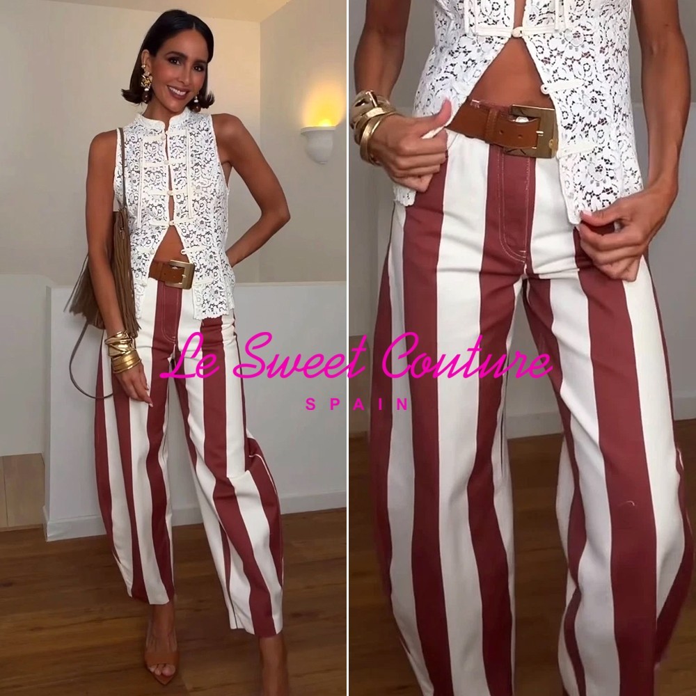 ZARA SS26 STRIPED ZW COLLECTION HIGH WAIST STRIPED TAPERED JEANS 6840/291/104
