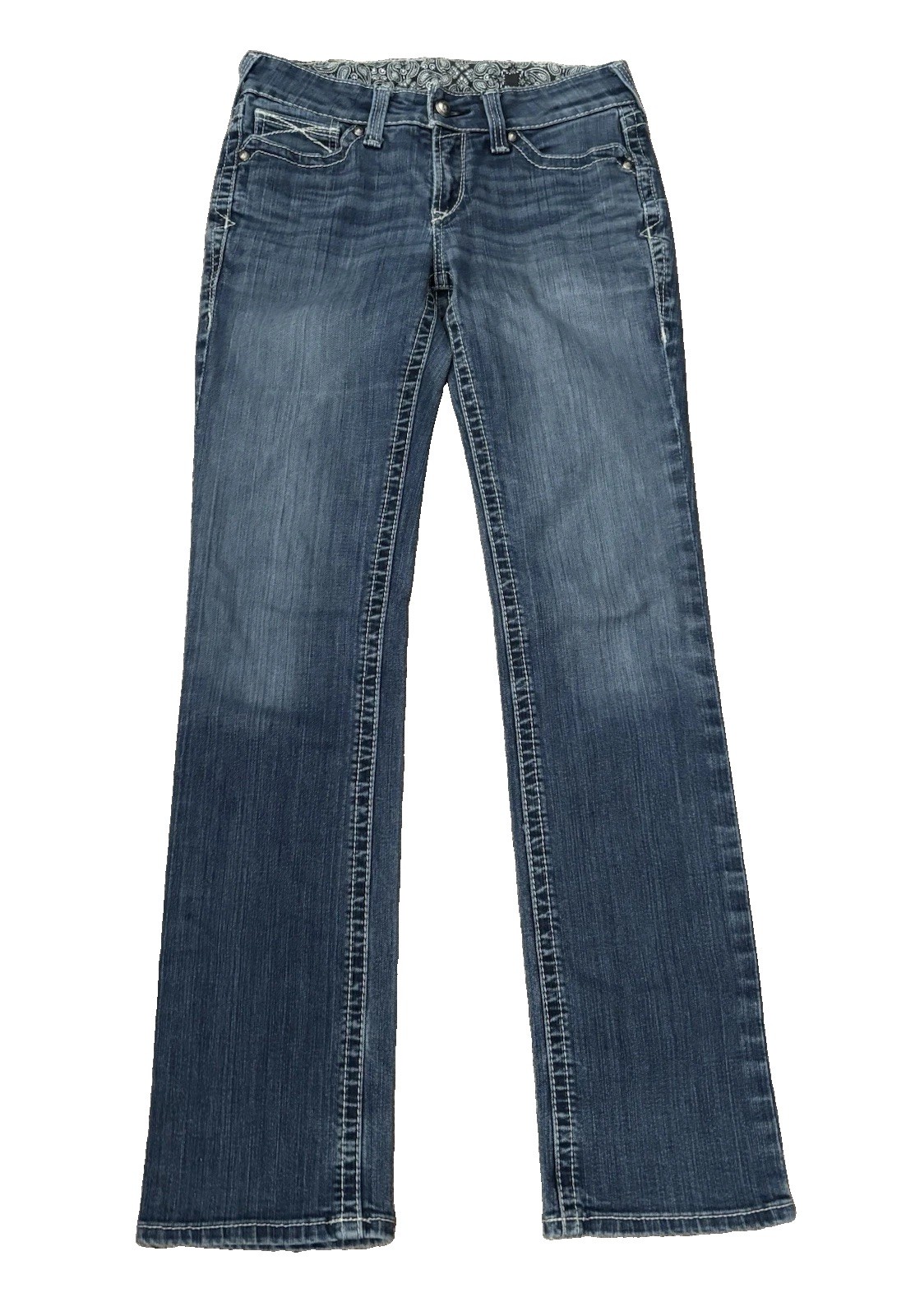 Ariat REAL Womens Jeans Straight Leg Icon Womens 30×33.5 Ocean Stretch Low-Rise