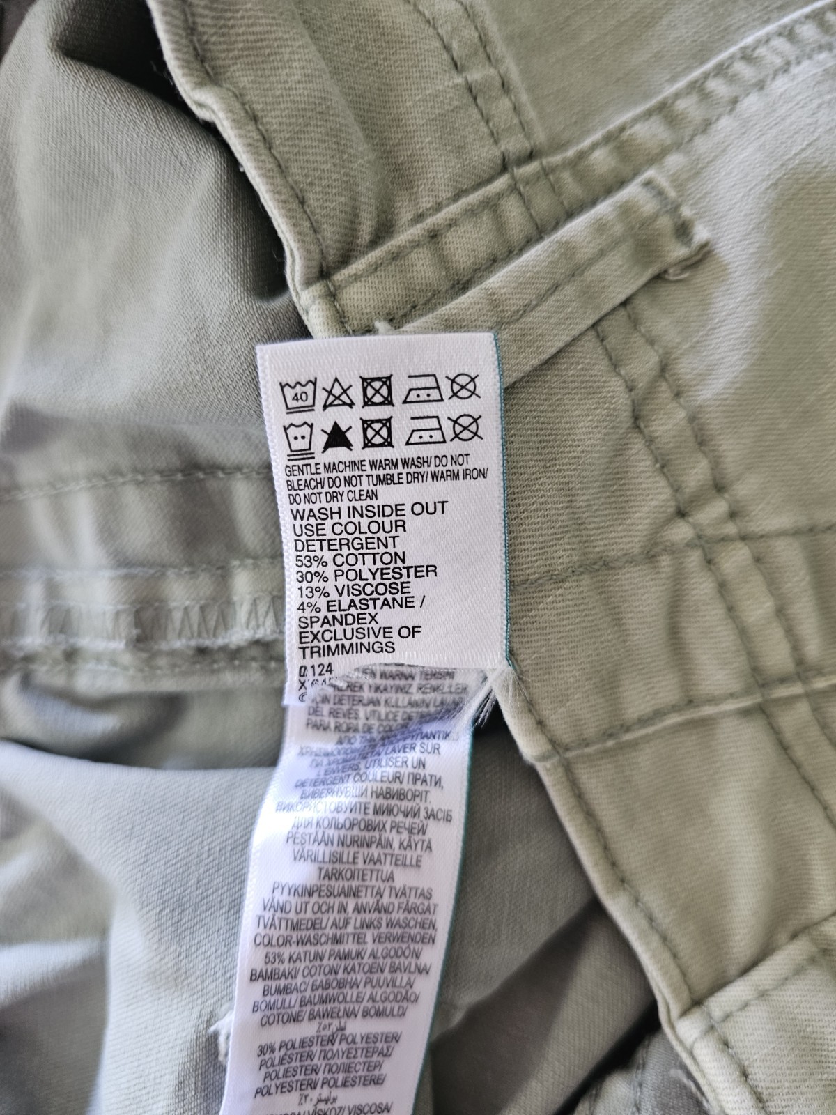EX M&S Chino Trousers Cuffed Size 10 Cotton Blend Soft Green Elasticated BNWOT