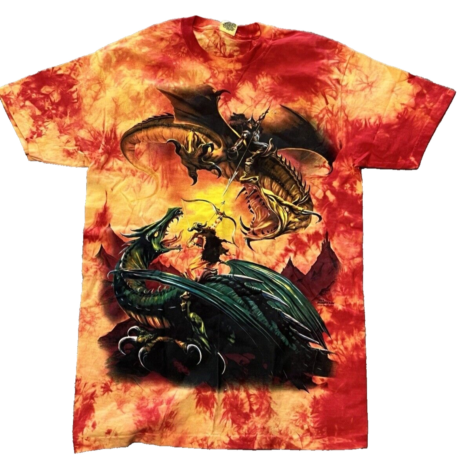 VIntage 2001 All Over Print AOP Dragons Warriors Tie Dye NWOT Mens M Meikle John