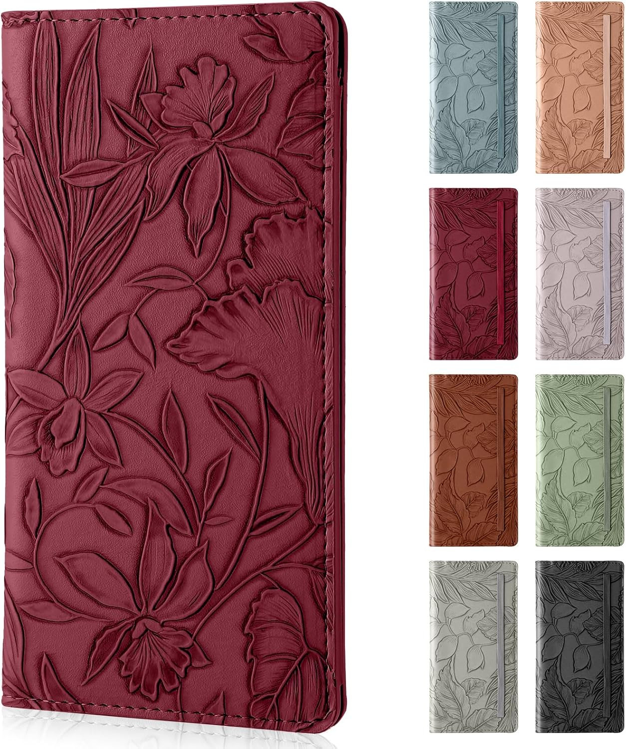 Checkbook Cover for Personal Checkbook，Soft PU Leather with a Detailed Embossed