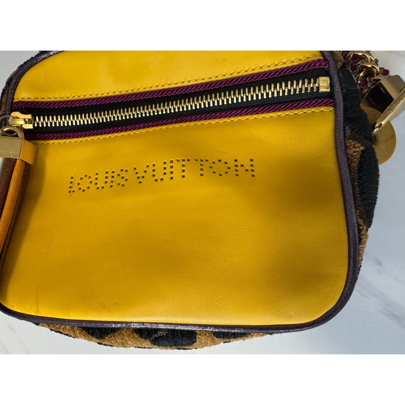 Vintage Louis Vuitton Limited Edition Savane Flight Mini Bag Yellow Leopard